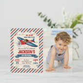 Invitation photo d'anniversaire Avion | Le temps p (Debout devant)