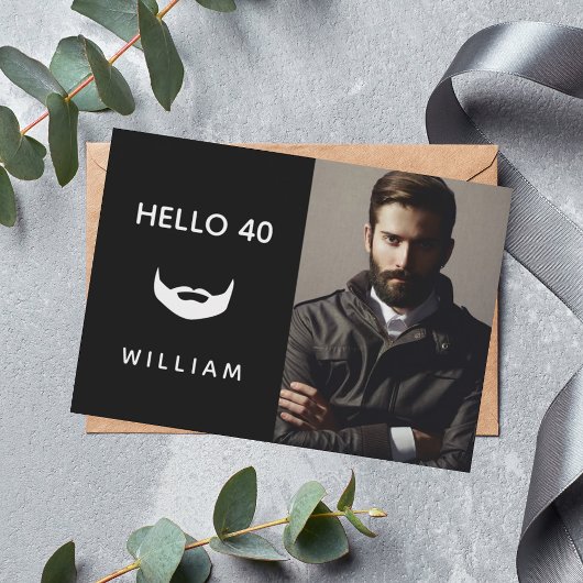 Invitation Photo d'anniversaire barbe blanche noire