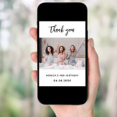 Invitation Photo d'anniversaire blanc simple merci