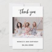 Invitation Photo d'anniversaire blanc simple merci (Devant)