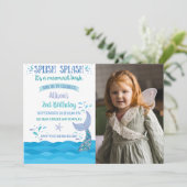 Invitation Photo d'anniversaire Blue Mermaid Splash Bash (Debout devant)