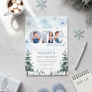 Invitation photo d'anniversaire Blue Winter Oneder