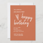 Invitation Photo d'anniversaire Boho Heart Terracotta (Devant)