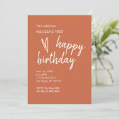 Invitation Photo d'anniversaire Boho Heart Terracotta (Debout devant)