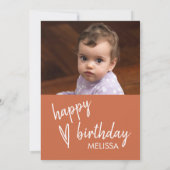 Invitation Photo d'anniversaire Boho Heart Terracotta (Dos)