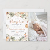 Invitation photo d'anniversaire citrouille (Devant)
