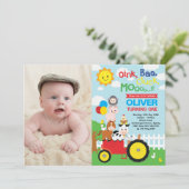 Invitation Photo d'anniversaire d'animaux de ferme de coup de (Debout devant)