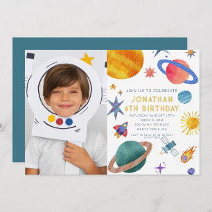 Invitation Photo d'anniversaire d'astronaute dans l'espace