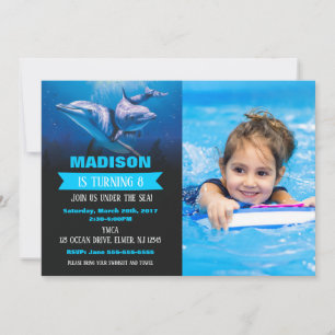 Invitation photo d'anniversaire dauphin fête à la 