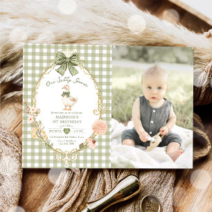 Invitation Photo d'anniversaire de 1 an de One Silly Goose à