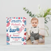 Invitation Photo d'anniversaire de 2 ans Little Firecracker 4 (Debout devant)