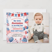 Invitation Photo d'anniversaire de 2 ans Little Firecracker 4 (Devant)