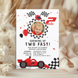 Invitation Photo d'anniversaire de 2 ans Two Fast Red Race Ca