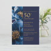Invitation Photo d'anniversaire de 50 ans avec fleurs moderne (Debout devant)
