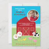 Invitation photo d'anniversaire de Barn Animals (Devant)
