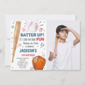 Invitation photo d'anniversaire de baseball (Devant)