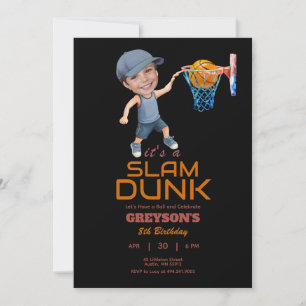 Invitation photo d'anniversaire de basketball tout