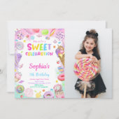 Invitation photo d'anniversaire de bonbons (Devant)