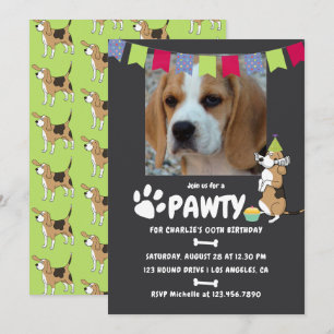 Invitation photo d'anniversaire de chien Beagle