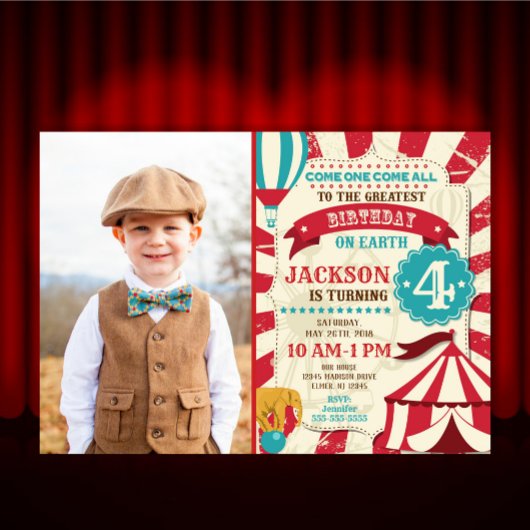 Invitation photo d'anniversaire de cirque Invitati