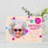 Invitation Photo d'anniversaire de Confetti Pink Peach Girl (Debout devant)