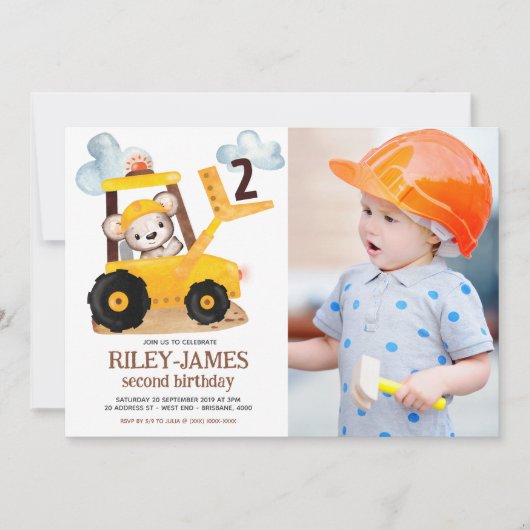 Invitation Photo d'anniversaire de construction (Devant)