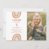 Invitation Photo d'Anniversaire de Cute Boho Rainbow Peach (Devant)