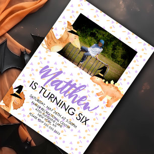 Invitation photo d'anniversaire de dinosaure Hallo
