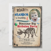 Invitation photo d'anniversaire de Dinosaure réali (Devant)