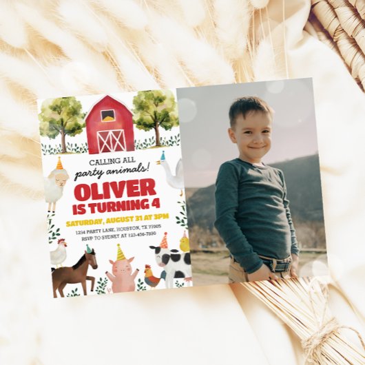 Invitation photo d'anniversaire de ferme