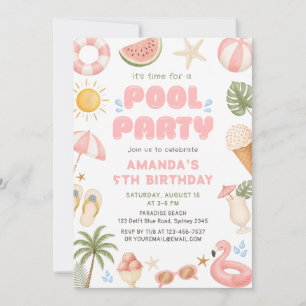 Invitation photo d'anniversaire de fête à la pisci