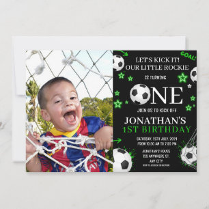 Invitation Photo d'anniversaire de fête de 1ère année de foot