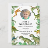 Invitation Photo d'anniversaire de fête de dinosaures (Devant)