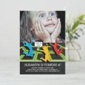 Invitation Photo d'anniversaire de fête d'enfants au parc de  (Debout devant)