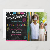 Invitation photo d'anniversaire de Fiesta (Devant / Derrière)