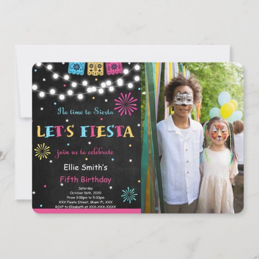 Invitation photo d'anniversaire de Fiesta (Devant)