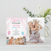 Invitation Photo d'anniversaire de fille avec des animaux de  (Debout devant)