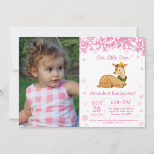 Invitation photo d'anniversaire de fille en hiver