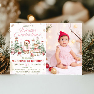 Invitation Photo d'anniversaire de fille Onederland en forêt