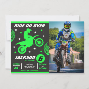 Invitation Photo d'anniversaire de garçon en moto cross moto
