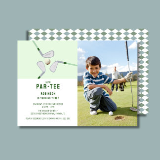 Invitation Photo d'anniversaire de golf moderne Let's Par-tee