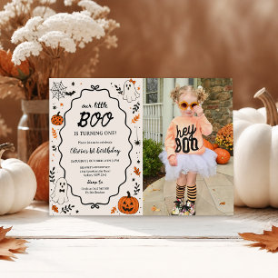 Invitation Photo d'anniversaire de Halloween Little Boo Ghost