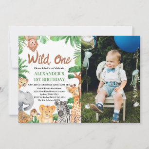 Invitation Photo d'anniversaire de la 1ère année Animaux de S