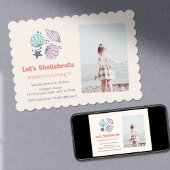 Invitation Photo d'anniversaire de la Coquille d'été moderne