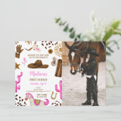 Invitation photo d'anniversaire de la cow-girl mod (Debout devant)
