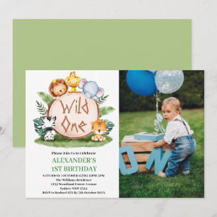 Invitation Photo d'anniversaire de la faune de la jungle de W