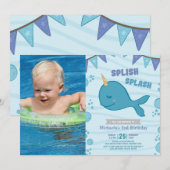 Invitation Photo d'anniversaire de la fête de la piscine (Devant / Derrière)