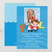 INVITATION PHOTO D'ANNIVERSAIRE DE LA FÊTE D'ÉTÉ DE LA PISCIN (Devant / Derrière)