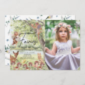 Invitation Photo d'anniversaire de la Fille de la Fée de Forê (Devant / Derrière)