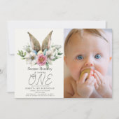 Invitation Photo d'anniversaire de la fille florale de l'orei (Devant)